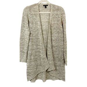 Eileen Fisher Oatmeal Open Front Cardigan Organic Linen Blend - Size XS